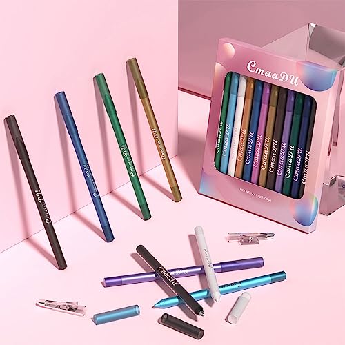 12-Color Eyeliner Pencil Set, Waterproof Eye Makeup