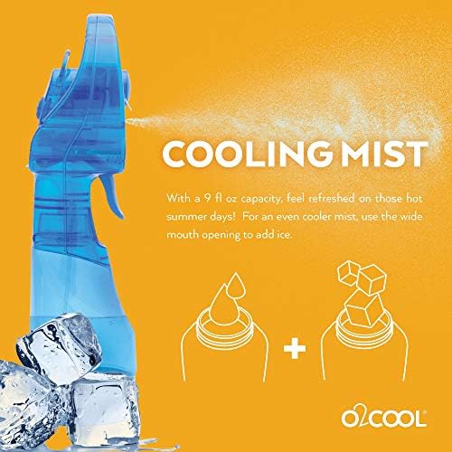 O2COOL Deluxe Handheld Battery Powered Water Misting Fan (Light Blue)