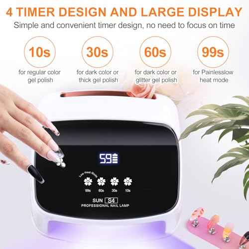 UV Nail Lamp, 288W 8 Hours Super Long-Lasting 15600mAh Professional Cordless UV LED Lamp for Nails 66Pcs Lamp Beads Automatic Sensor Gel Nail uv Light for Nail Art at Home and in Salons Gold