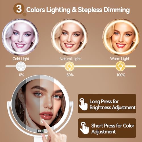 Shinowa 20X Magnifying Wall-Mounted Makeup Mirror with Lights