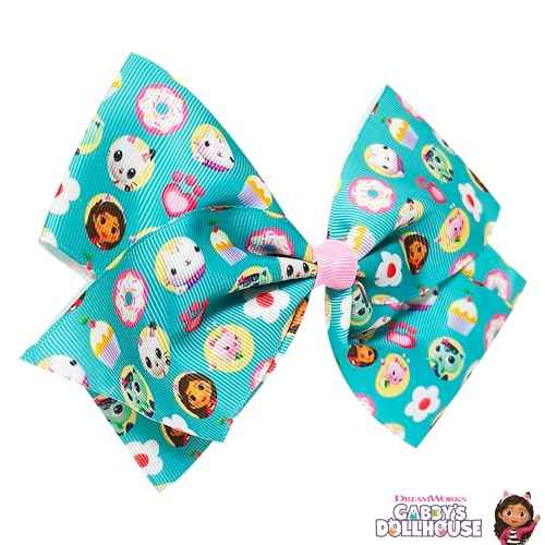 LUV HER Gabby's Dollhouse Single Hair Bow For Girls - One Large Printed Hair Bow Featuring Gabby's Favorite Characters - Alligator Clip - Hair Bows for Daily Styling or Special Occasion, Ages 3+