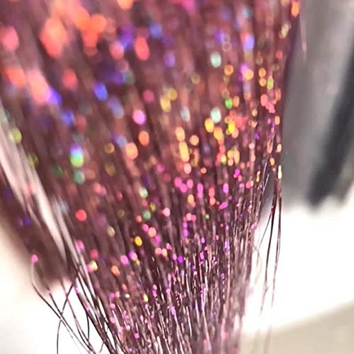 DANSEE 48" Hair Tinsel Hair Dazzle Glitter Extensions 750+ Strands Kit Sparkling Silk Fairy Hair Shiny Hair Flairs Tinsel Extensions Party Highlights Synthetic Hairpieces (12 Color Hair Tinsel Set)