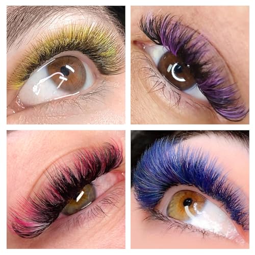 Colored Lash Extensions, 16 Rows Cashmere lash extensions, 0.07 D Curl 15mm Classic Lashes Extensions, Single Lash Extensions for Professional(0.07-D-Yellow Gradient 15mm£©