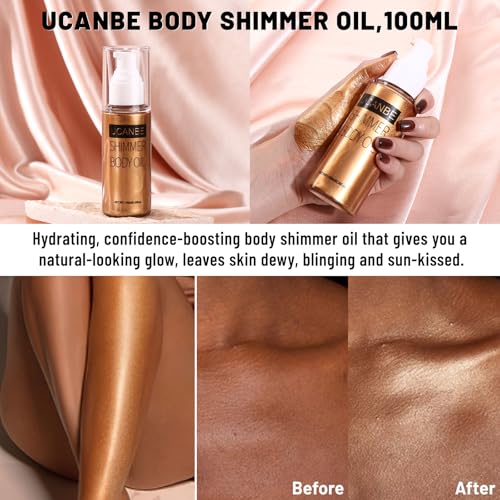 UCANBE Body Shimmer Oil 100ml - Waterproof Glow Highlighter