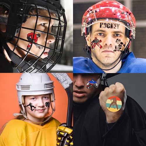 96PCS Ice Hockey Temporary Tattoos - Sport-Themed Birthday Party Supplies, Cute Decorations, Party Favors, Gifts for Boys & Girls, Classroom Prizes, Winter Ideas