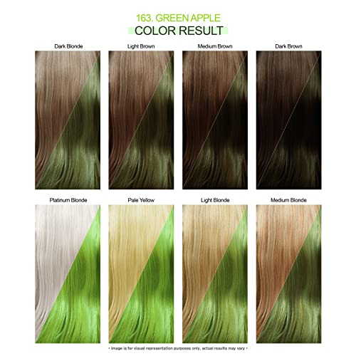 Adore Semi Permanent Hair Color - Vegan and Cruelty-Free Green Hair Dye - 4 Fl Oz - 163 Green Apple (Pack of 1)