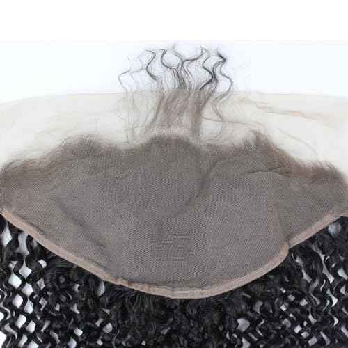 Dreambeauty Transparent Lace Color 13¡¿6" Lace Frontal Closure Kinky Curly Free Part Brazilian Remy Human Hair Pre-Plucked Natural Hairline Lace Frontal Closure with Baby Hair Natural Color (12 Inch)