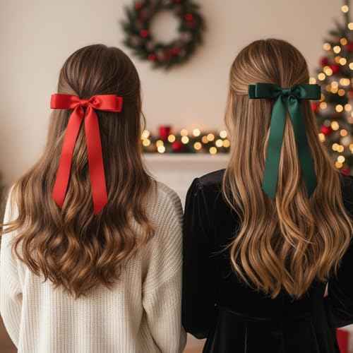 Tobeffect Hair Bows for Women Girls Satin Ribbon Bow, Cute Bow Hair Accessories 10PCS Multicolor