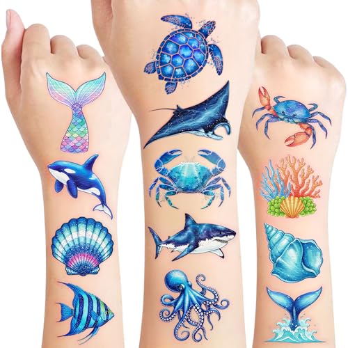 96 Ocean Temporary Tattoos - Under The Sea Party Favors