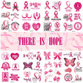 Pink Ribbon Temporary Tattoos Breast Cancer Awareness Tattoos,Fake Waterproof Pink Ribbon Tattoos Breast Cancer Awareness Party Favor Supplies(8 Sheets)