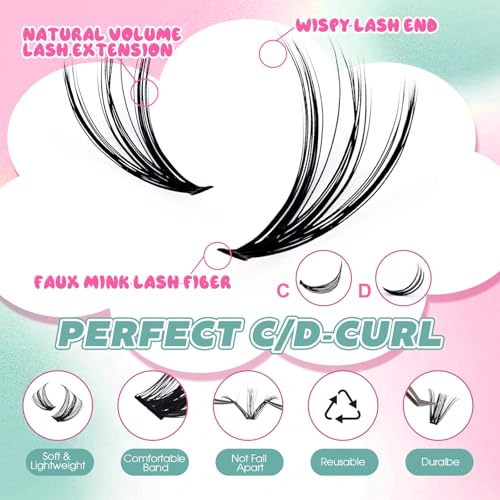 280Pcs Wispy Cluster Lashes 30D DIY Eyelash Extensions 8-16MM