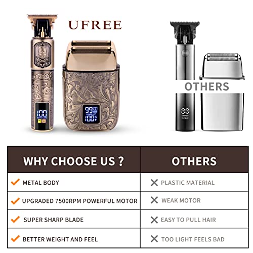 Ufree Professional Hair Clippers Set T Blade Hair Trimmers and Electric Shavers for Men Cordless Beard Trimmers, Hair Liners Clipper Electric Razor, Men¡¯s Grooming Kit with 4 Guards