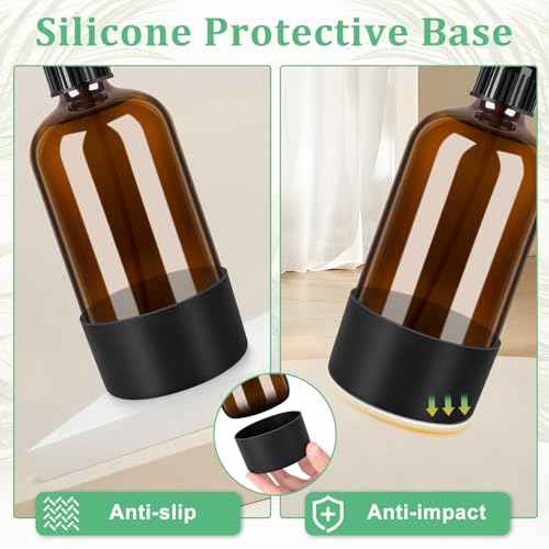 Amber Glass Spray Bottles 3 Pack, 17 oz/500 ml Glass Spray Bottles for Cleaning, Plants, Essential Oils, Hair Care, Refillable Empty Spray Bottle with Adjustable Nozzle for Squirt and Mist