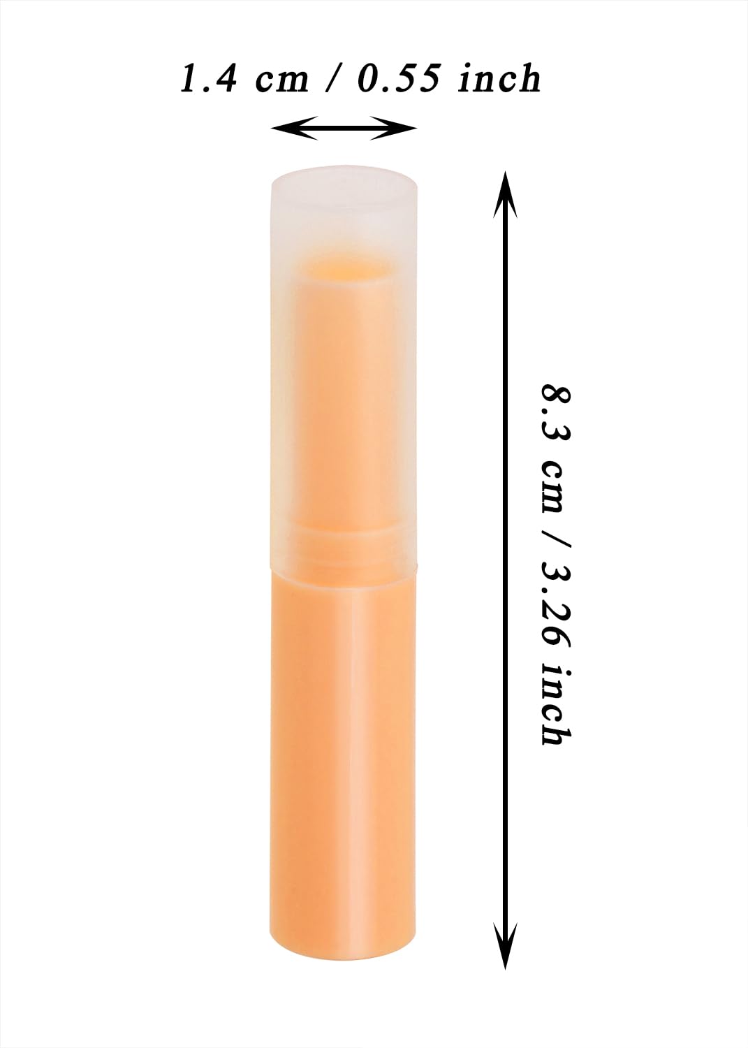 Mini Skater 0.14oz Empty Flavored Lip Balm Container Tubes Plastic Homemade Moisturizing Lip Stick with Caps Bulk Fit for Women Adult DIY Making Supplies, 25 Count (Orange)