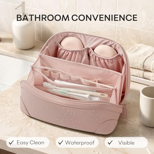 Large Capacity Waterproof Makeup Bag for Women - Flat Open