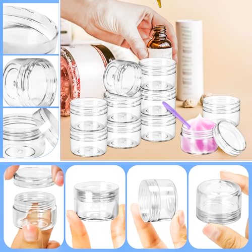 40 Pack 15g Clear Plastic Sample Jars with Lids & Spatulas