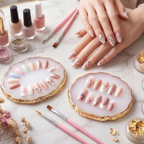 Pengxiaomei 2 Pcs Resin White Nail Art Palette, Polish Palette Nails