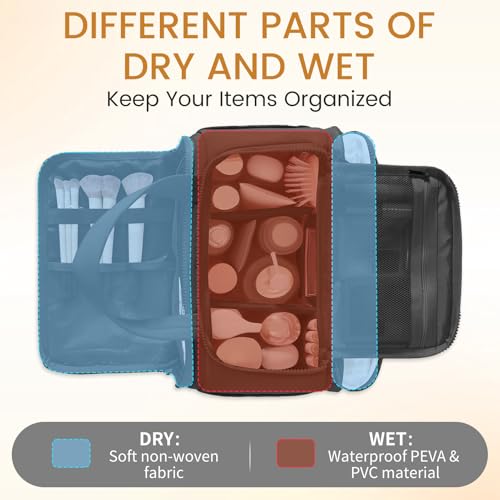 Toiletry Bag Puffy Large Travel,Lightweight Cosmetic Travel Bag with Trolley Strap,Makeup Bag for Accessories,Black