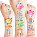 96 PCS Spring Floral Tea Party Temporary Tattoos for Kids