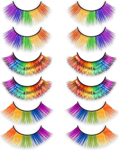 6 Pairs 3D Rainbow False Eyelashes - Natural Look, 3 Styles