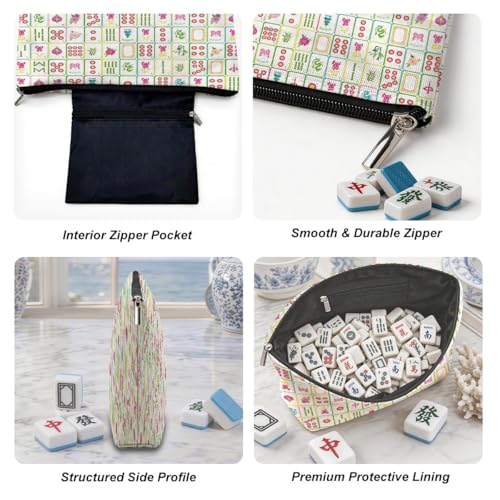 Blue Leaves Multicolor Mahjong Tile Bag Chinoiserie Makeup Bag Case Only