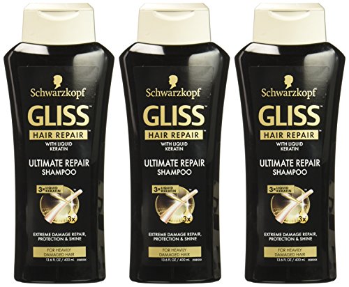 GLISS Hair Repair Shampoo, Ultimate Repair for Heavily Damaged Hair, 13.6 Ounces (Pack of 3)