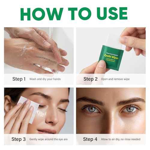 Eyelid Wipes, 100 Pcs Eyelid Cleansing Wipes for Dry Itchy Eyes and Blepharitis, Soothing Pre-Moistened Wipe Hyaluronic Acid, Daily Gentle Eye Care for Sensitive Skin
