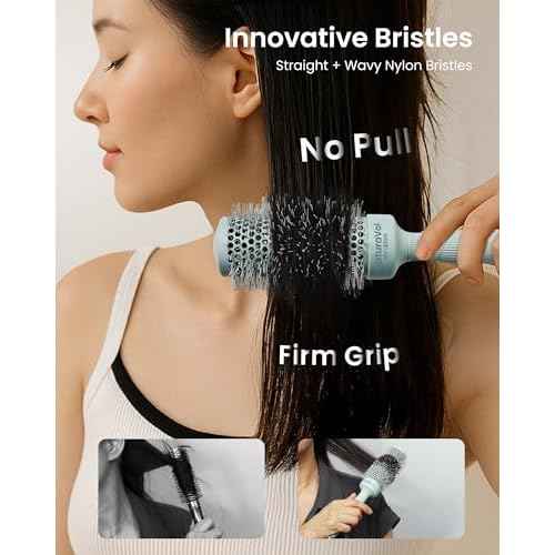AIMIKE NaturaVol Round Brush for Blow Out, Round Hair Brush Nano Thermal Ceramic & Ionic Tech, for Blow Drying & Salon-like Styling at-home, Maximum Volume Shine - 1.7¡± Barrel, 2.5¡± w/Bristle