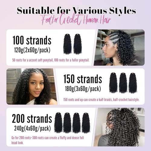 Feather Crochet Human Hair 18 Inch 120g Deep Curly