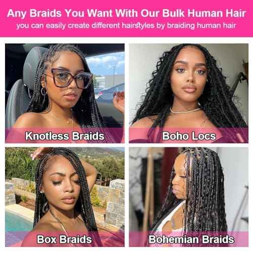 Human Braiding Hair 3 Bundles/Pack 150g Water Wave Bulk Hair No Weft 10A Brazilian Virgin Braiding for Boho Braids Wet and Wavy Braids Extensions (26 26 26 Inch)