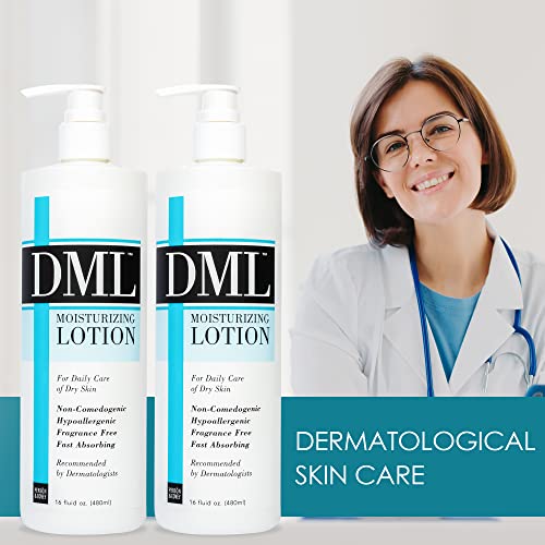 DML Moisturizing Lotion- Hydrating Hand and Body Moisturizer / Hypoallergenic Body Lotion for Dry and Cracked Skin / Gentle, Unscented Moisturizing Lotion Great for Men and Women / 16 oz (Pack of 2)