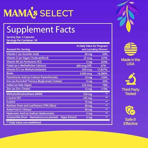 Mama¡¯s Select Postpartum Hair Loss Vitamins ? Reduce Shedding, Restore Thickness, Shine, & Strength ? Supports Hormonal Balance, Cellular Renewal & Scalp Health ? Treatment Is Safe for Breastfeeding