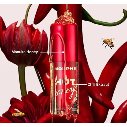 Morphe Hot Honeys Volumizing Lip Oil Plumper - Hydrating Lip Gloss for Women with Manuka Honey + Chili Extract - Makeup for Tingling Volume & Glossy Sheer Tint - Royal Sting (0.15 fl oz)