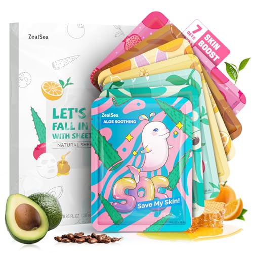 ZealSea 7-Day Face Mask Set | Hydrating Sheet Masks for All Skin