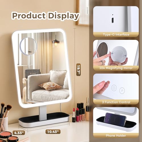 VORREMIRR Hollywood Vanity Mirror with Lights - 15"x12" Dimmable LED Makeup Mirror