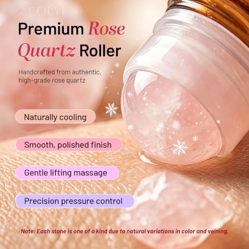 Castor Oil Rose Quartz Roller for Face & Lashes