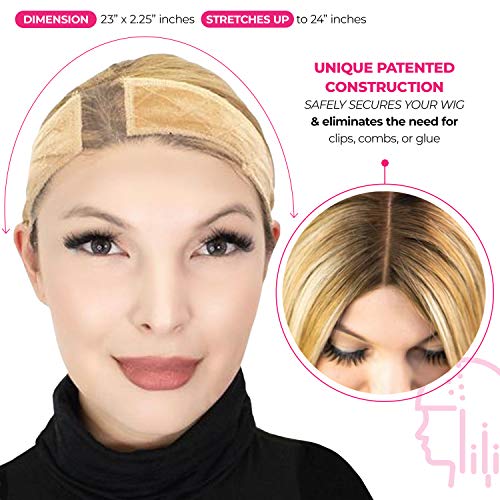 MILANO COLLECTION Lace Wigrip, Premium Lace Wig Band for Women, Fully Adjustable Wig Grip, Reinforced Swiss Lace by HAIRLINE, Secure Velvet Headband, Glueless, Nude