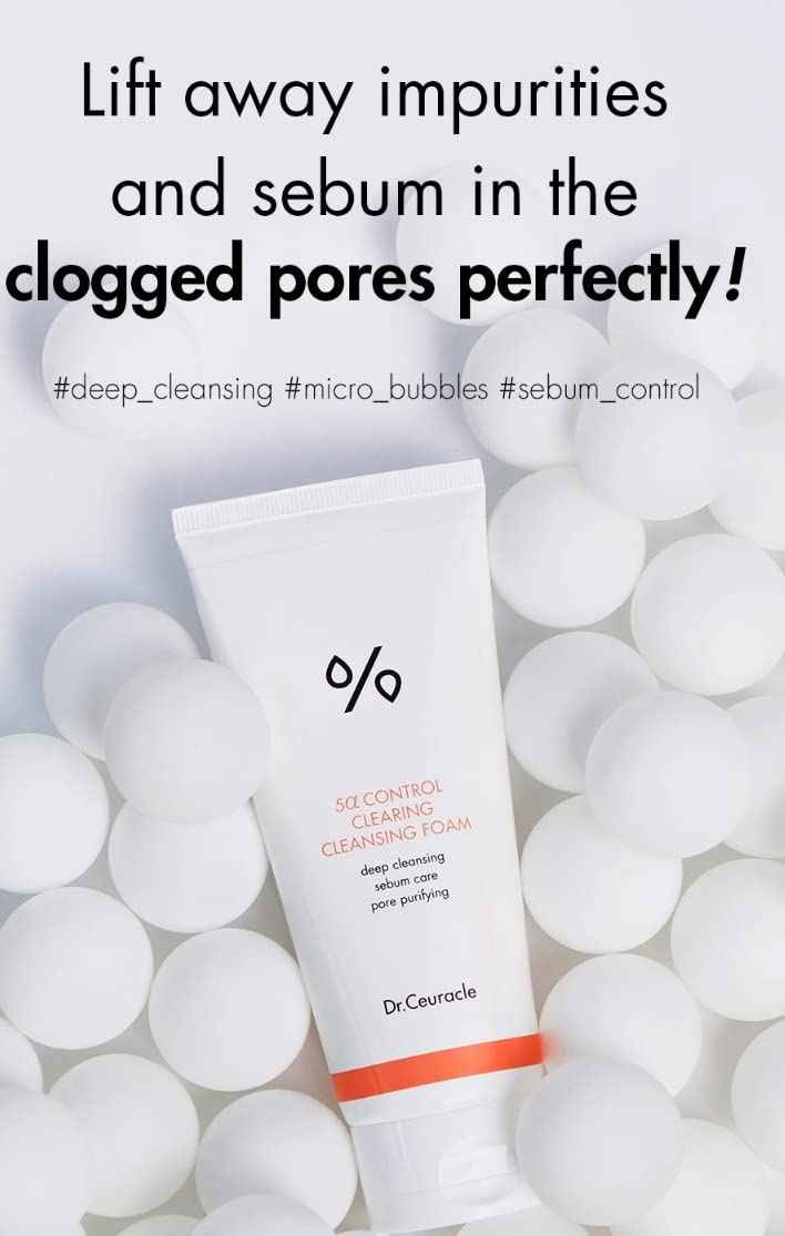 Dr.Ceuracle 5α Control Clearing Cleansing Foam | Deep Cleansing Sebum Care, Pore Purifying | A Special Foaming Cleanser For Dehydrated, Oily Skin That Cleanses Away Pore-Clogging Sebum and Innecessary Oil Without Tightness