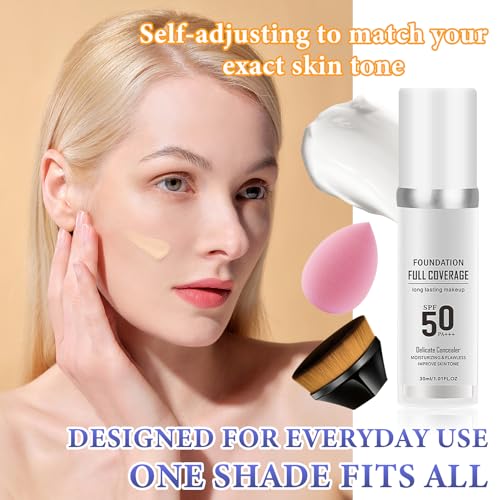 Color Changing Foundation Set - Full Coverage Liquid with Brush