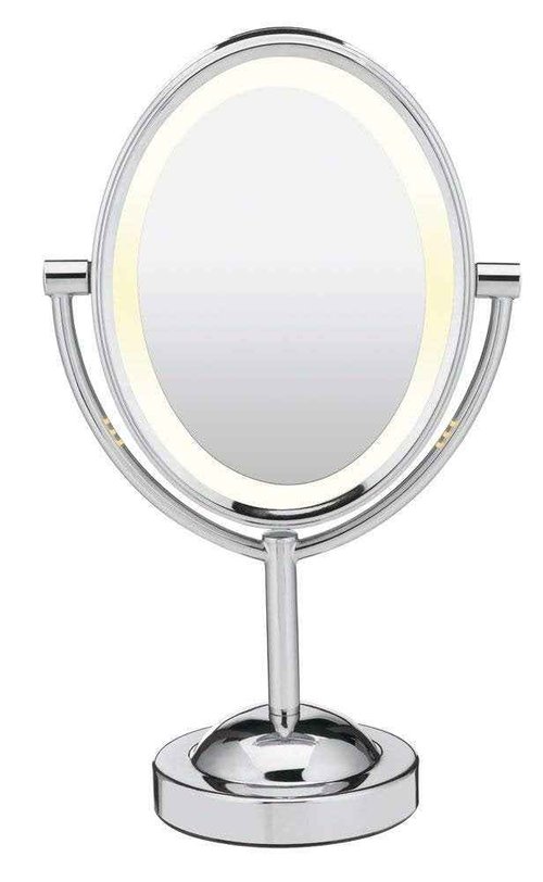 Conair Lighted Makeup Mirror, LED Vanity Mirror, 1X/7X Magnifying Mirror, Double Sided, Corded in Polished Chrome