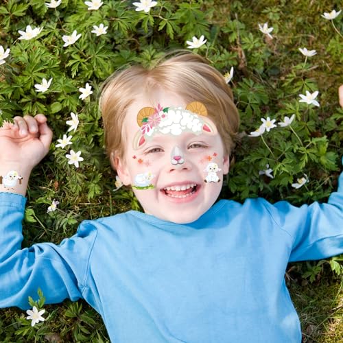 Kids Animal Face Tattoos, 10 Sheets Water Transfer Temporary Tattoos