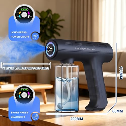 NYIKYUAM Black Nano Spray Machine 240ML Rechargeable Cordless Mist Gun