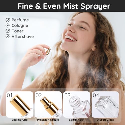 Segbeauty 40pcs 0.1oz Mini Spray Bottle Empty, Perfume Travel Refillable Atomizer Sprayer, Bulk Perfume Atomizer with Transfer Tool, 3ml Small Fine Mist Travel Cologne Sprayer Bottle Fragrance