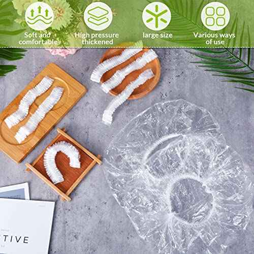 Retisee 1000 Pcs Disposable Shower Caps Bulk 18.2 Plastic Clear Hair Caps Elastic Large Thick Waterproof Bath Covers for Women Hair Care Cleaning Supplies Spa Hotel Salon Home Travel Accessories