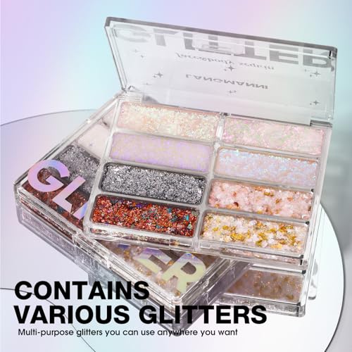 8 Colors Face & Body Glitter Palette - Holographic Mermaid Sequins