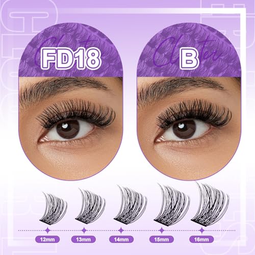 Cluster Lashes Extensions DIY - C/D Curl, 12-16mm Mixed