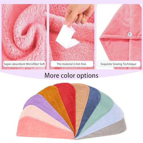 Pink Microfiber Hair Drying Towel Wrap - Soft, Absorbent Turban for Wet Hair, AGKXHDEC