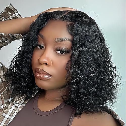 ISEE Glueless Bob Wig Human Hair Water Wave 10"