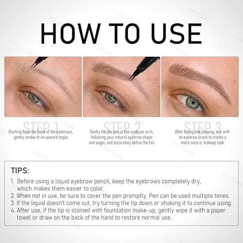 KYDA 2Pack Microblading Eyebrow Pencil with Dual-Brush Tip, Eyebrow Pencil with a 2-Fork Tip Applicator Creates Natural Looking Brows Effortlessly and Stays on All Day, Black
