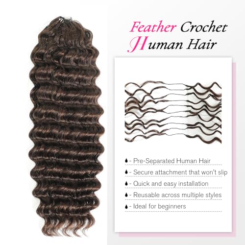 Urbeauty Feather Crochet Human Hair 18" Deep Wave Boho Braids